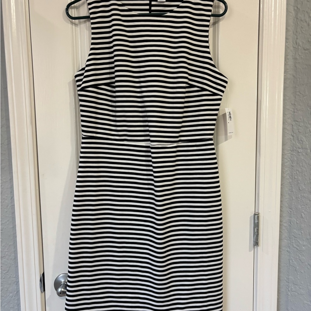 Old Navy Black and White Striped Sleeveless Sheath Dress